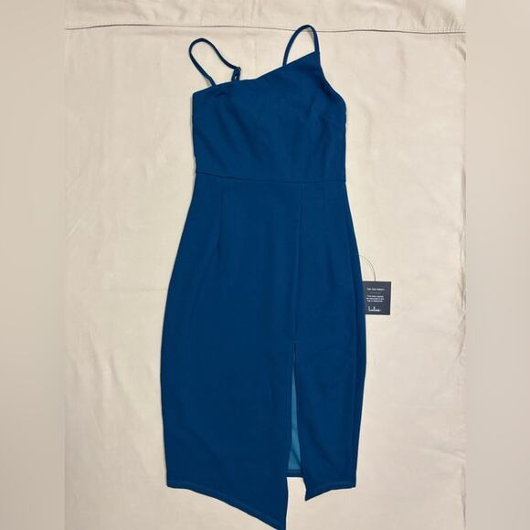 NWT Lulu's Aysmmetrical Teal Sheath Dress Size Small - Picture 1 of 7